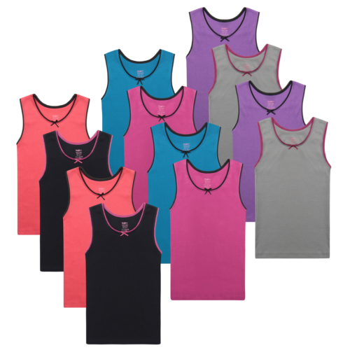 4 Canotte Per Bambina In Cotone Con Fiocco - Morbide E Comfortevoli, Taglie 1-14 Anni - Foto 5