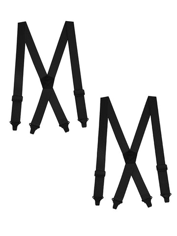 "Buyless Fashion Heavy Duty 2 Pack Suspenders for Men - 48"" Adjustable Straps 1 1/2"" - X Back with Black Plastic Clips"