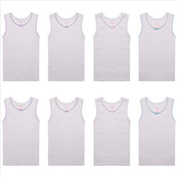Buyless Fashion Girls Tagless Cami Scoop Neck Undershirts Cotton Tank With Trim and Strap (8 Pack)