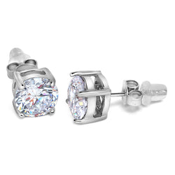 Buyless Fashion Girls Stud Earrings White Round And Black Crystal CZ 2 Pair Pack