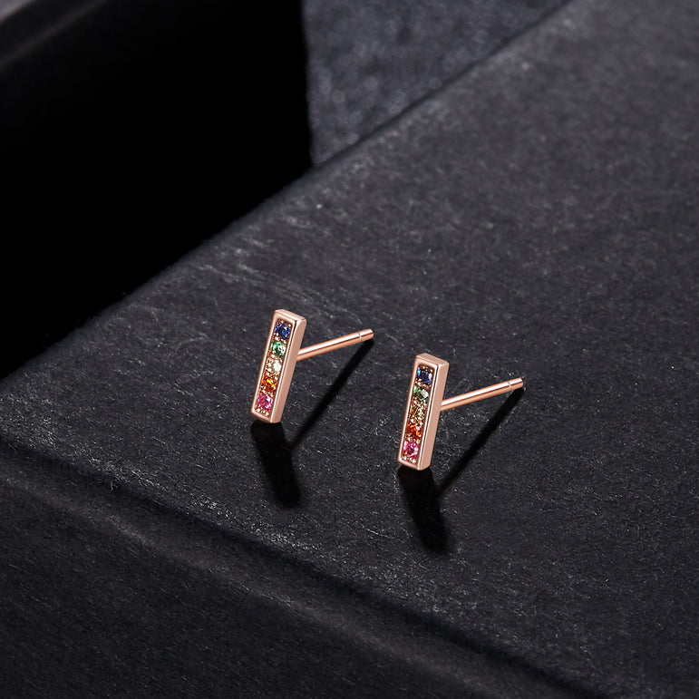 Buyless Fashion Unisex Mini Bar Rectangle Earrings Surgical Steel Line Stick Earrings