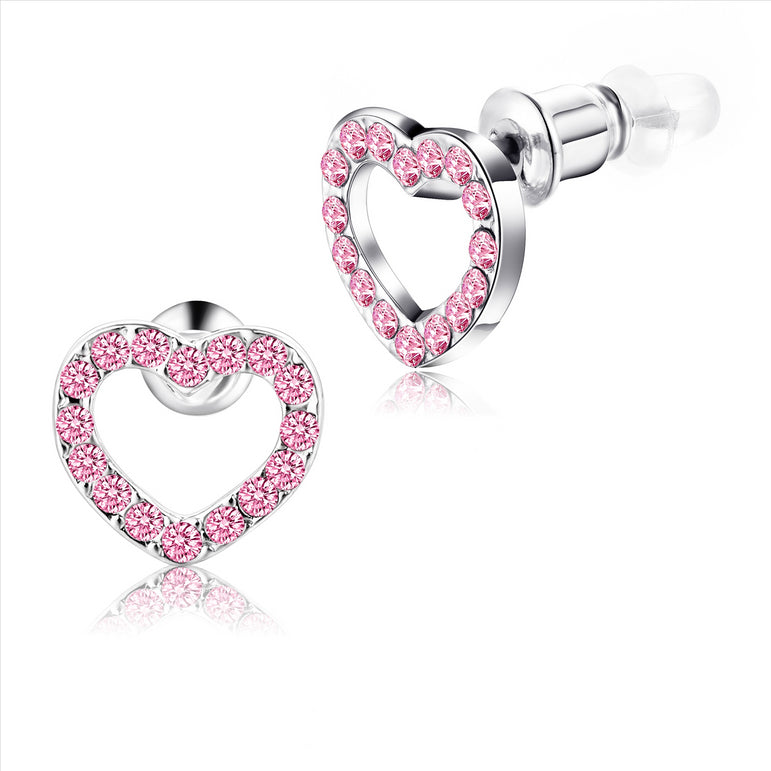 Buyless Fashion Womens and Girls Heart Stud Earrings  - Surgical Stainless Steel with Sparkling Zirconia