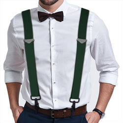 "Buyless Fashion Suspenders for Men - 48"" Adjustable Straps 1 1/4"" - X Back with Black Hooks"