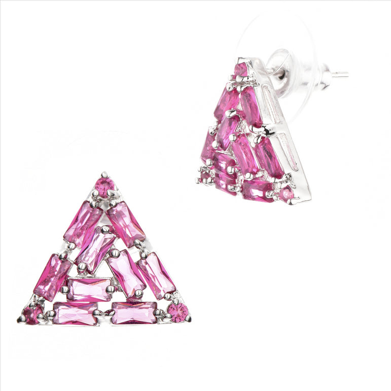 Buyless Fashion Girls Triangle Stud Earrings Hypoallergenic Steel In Gift Box