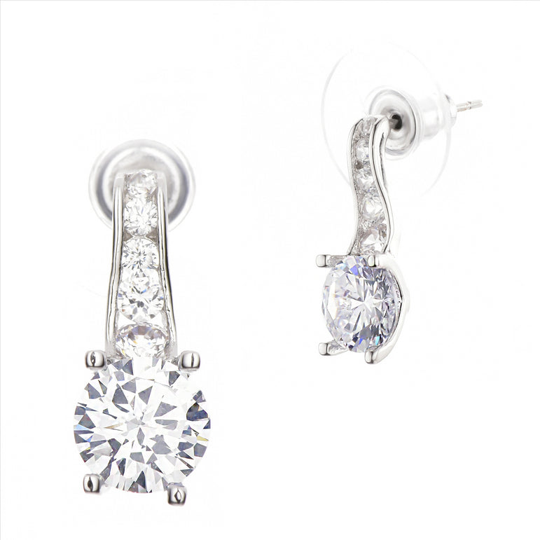 Buyless Fashion Women And Girls Wedding Dangle Earrings White Stones CZ Gift Box