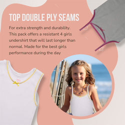 Buyless Fashion Girls Tagless Cami Scoop Neck Undershirts Cotton Tank With Trim and Strap (4 Pack)