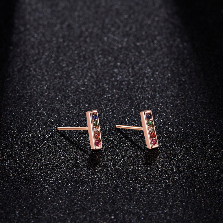 Buyless Fashion Unisex Mini Bar Rectangle Earrings Surgical Steel Line Stick Earrings