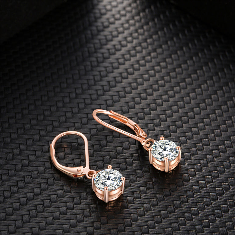 Buyless Fashion Girls And Women Long Dangle Earrings - Rose Gold with CZ Fashion Jewelry
