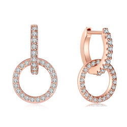 Buyless Fashion Womens And Girls Double Circle Hoop Dangle Earring With CZ Stones