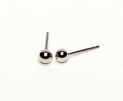 Buyless Fashion Girls Ball Earrings Hypoallergenic Surgical Steel Rhodium Plated Glossy Ball Studs