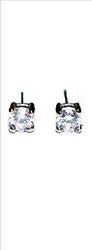 Buyless Fashion Surgical Steel Rhodium Plated 3MM Cubic Zirconia Birthstone Earrings