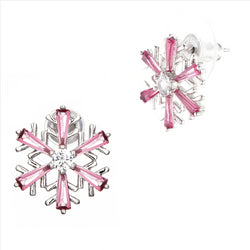Buyless Fashion Girls Christmas Snowflake Stud Earrings Hypoallergenic Steel