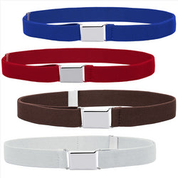Buyless Fashion Kids Boys Toddler Adjustable Elastic Stretch Belt With Buckle - 4 Pack