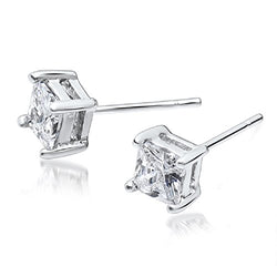 Buyless Fashion Girls Stud Earrings White Crystal CZ With Additional Push Back