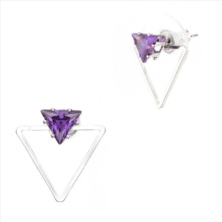 Buyless Fashion Girls Open Triangle Stud Earrings Surgical Steel In Gift Box
